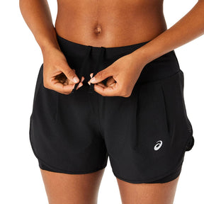Short 2 en 1 Asics para Mujer Road 2 in 1 3.5in Short Negro