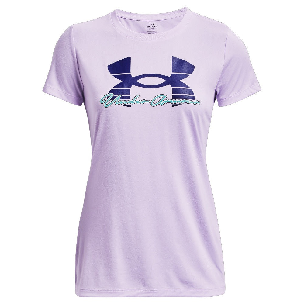 Playera Manga Corta Under Armour para Mujer Tech Solid Script SSC Purple