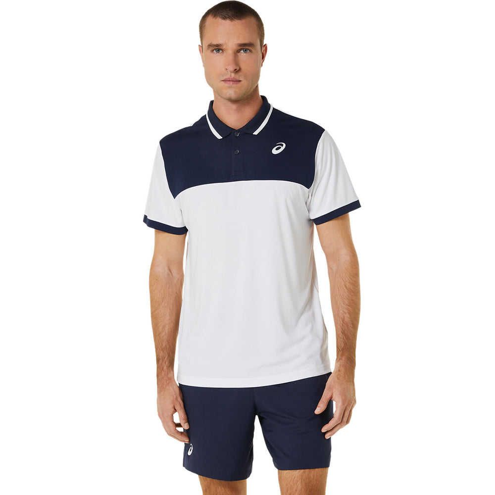 Polo Asics para Hombre Court Polo Shirt Blanco-Azul
