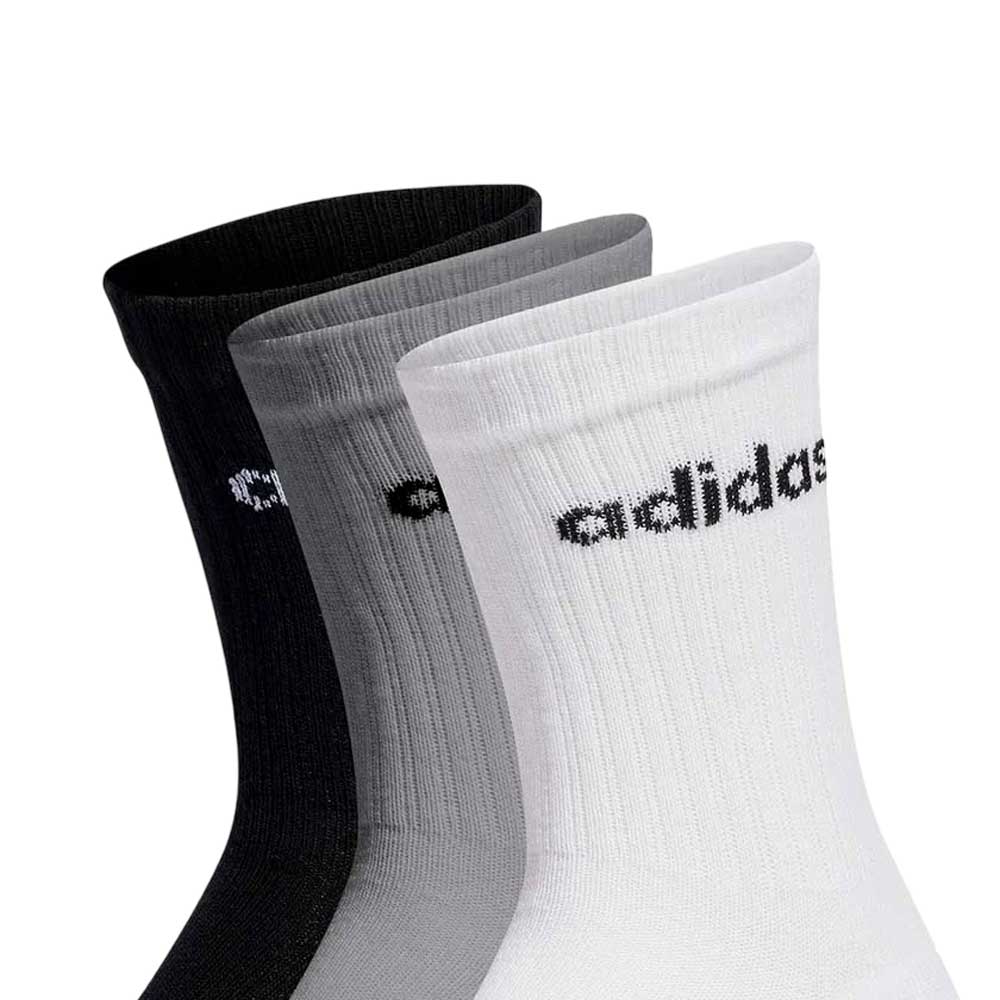 Calcetas Largas Adidas Unisex C Lin Crew 3 Pack Gris-Blanco-Negro