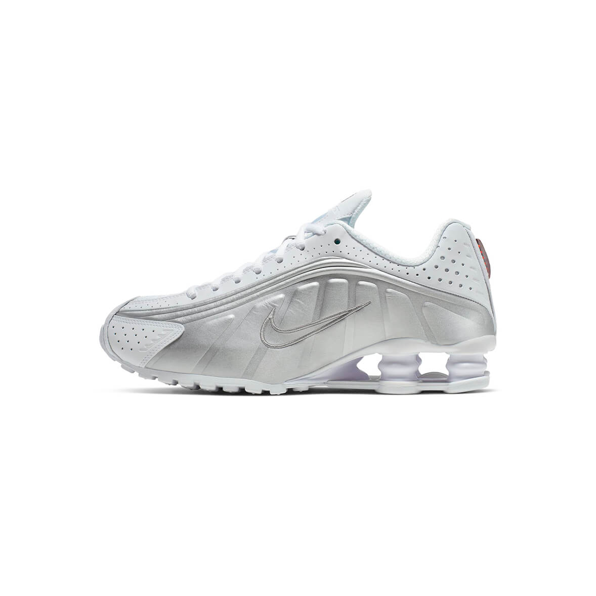 Nike Shox R4 White and Metallic Silver